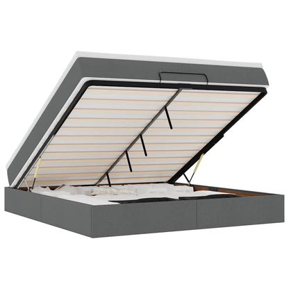 Ottoman-Bett mit Matratze Dunkelgrau 160x200 cm Stoff
