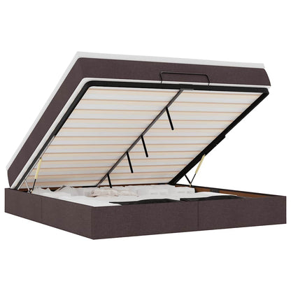 Ottoman-Bett mit Matratze Dunkelbraun 160x200 cm Stoff