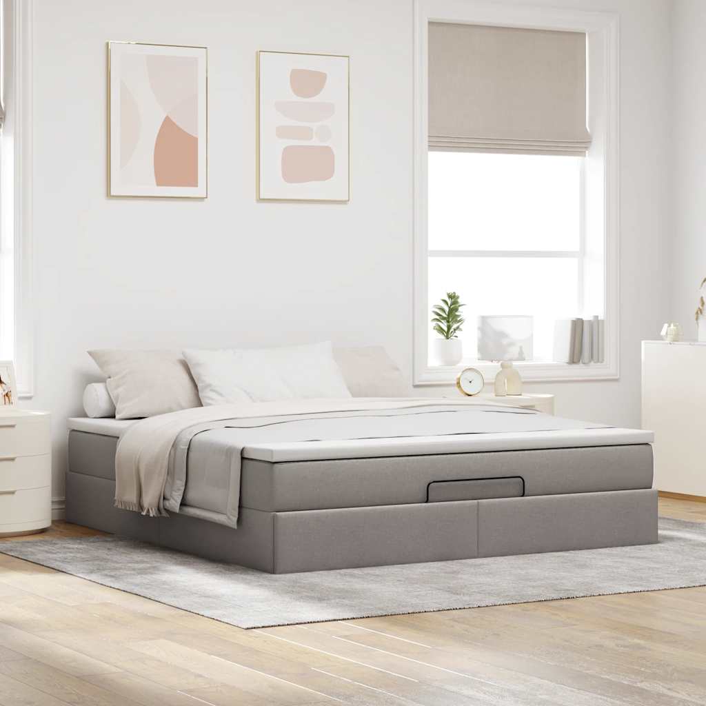 Ottoman-Bett mit Matratze Taupe 180x200 cm Stoff