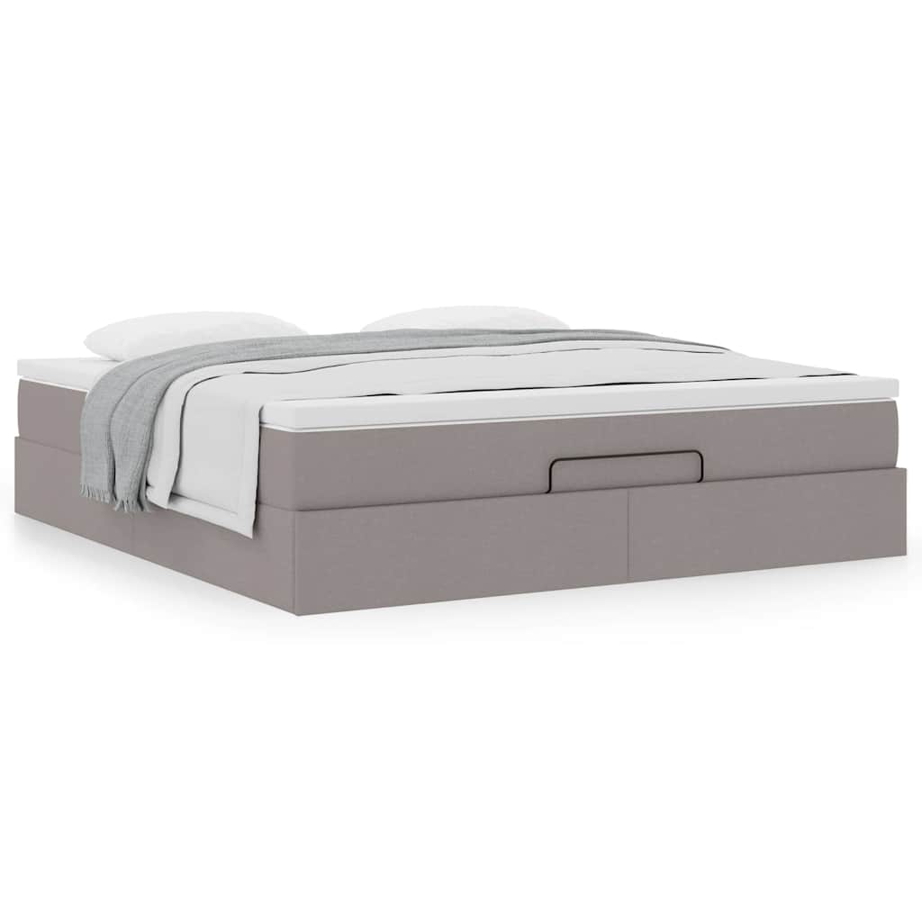 Ottoman-Bett mit Matratze Taupe 180x200 cm Stoff
