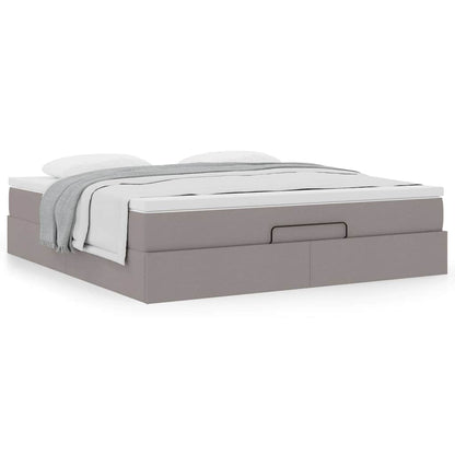 Ottoman-Bett mit Matratze Taupe 180x200 cm Stoff