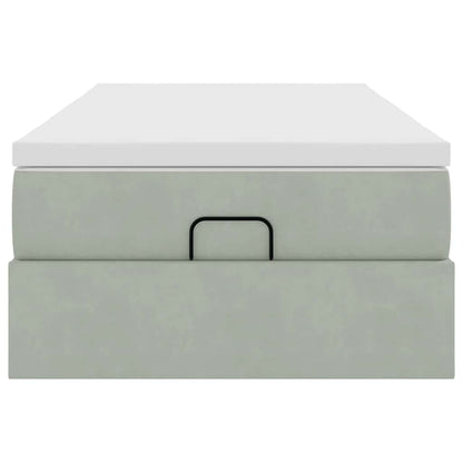 Ottoman-Bett mit Matratze Hellgrau 90x190 cm Samt