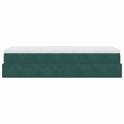 Ottoman-Bett mit Matratze Dunkelgrün 90x190 cm Samt