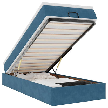 Ottoman-Bett mit Matratze Dunkelblau 90x190 cm Samt