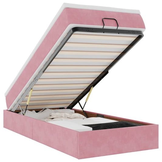 Ottoman-Bett mit Matratze Rosa 100x200 cm Samt