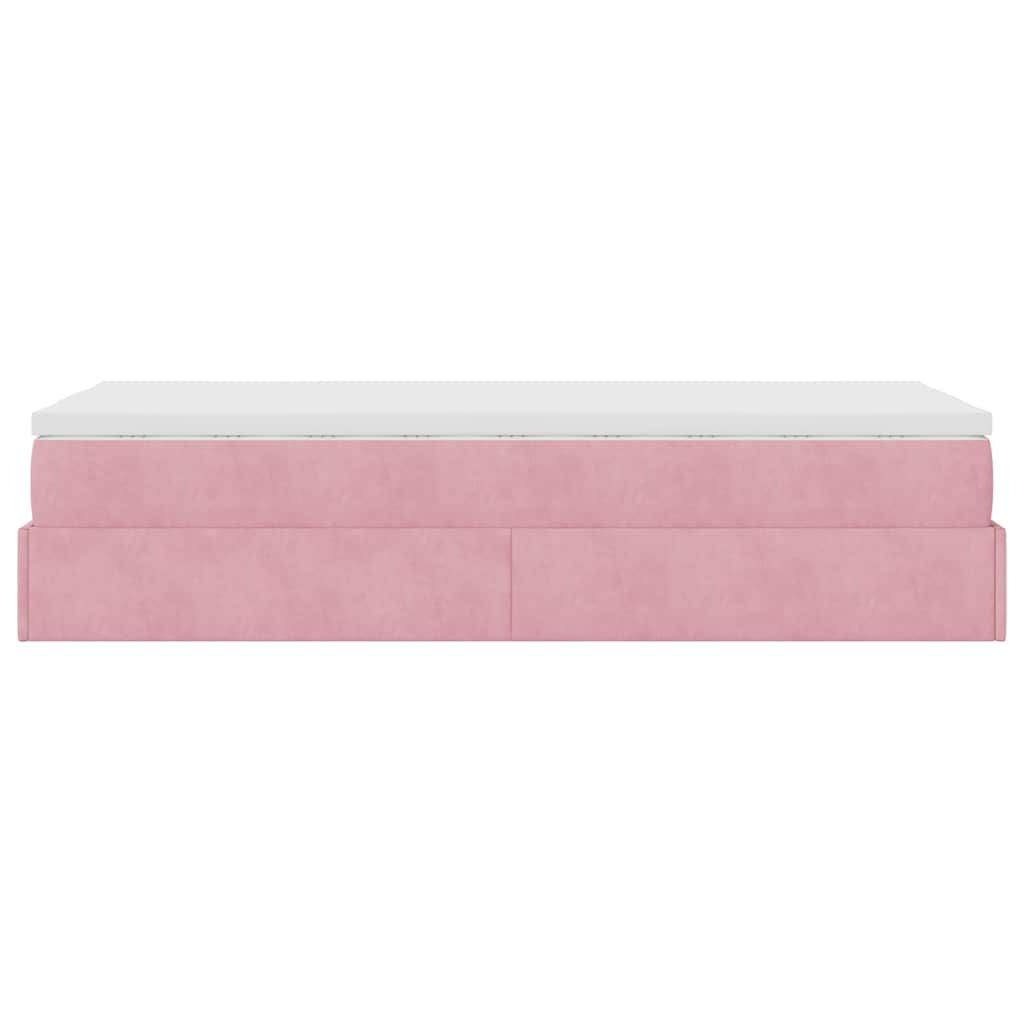 Ottoman-Bett mit Matratze Rosa 100x200 cm Samt