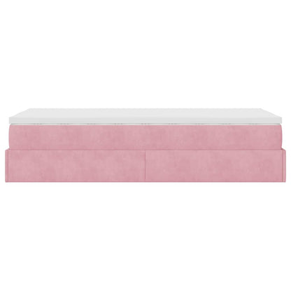 Ottoman-Bett mit Matratze Rosa 100x200 cm Samt
