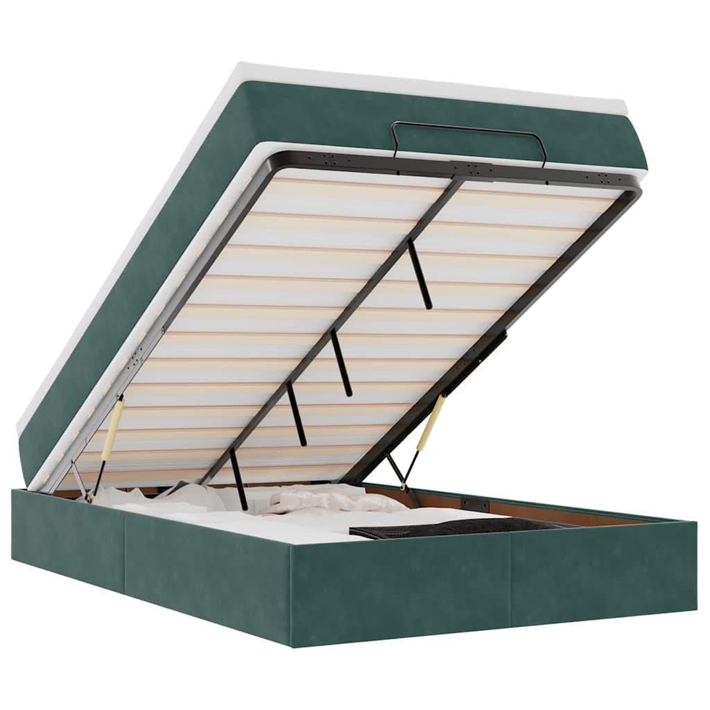 Ottoman-Bett mit Matratze Dunkelgrün 120x190 cm Samt