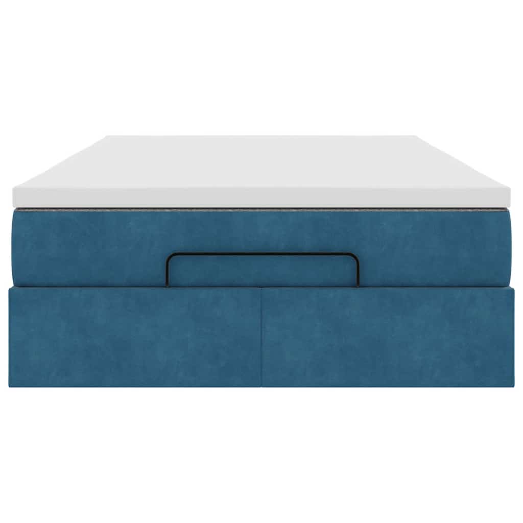 Ottoman-Bett mit Matratze Dunkelblau 120x190 cm Samt