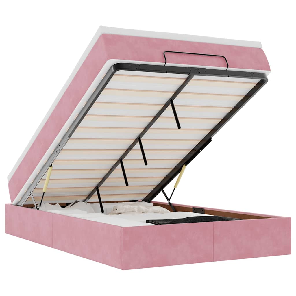 Ottoman-Bett mit Matratze Rosa 120x190 cm Samt