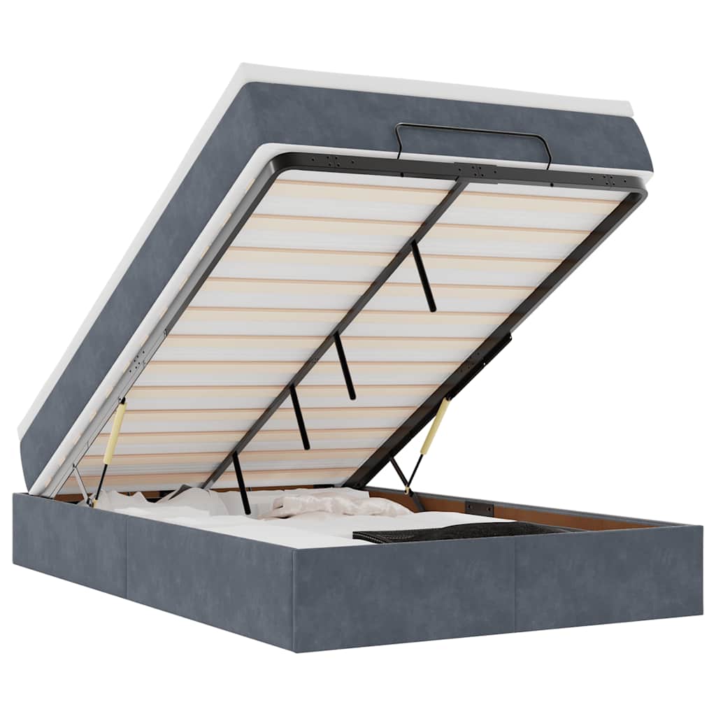 Ottoman-Bett mit Matratze Dunkelgrau 120x200 cm Samt