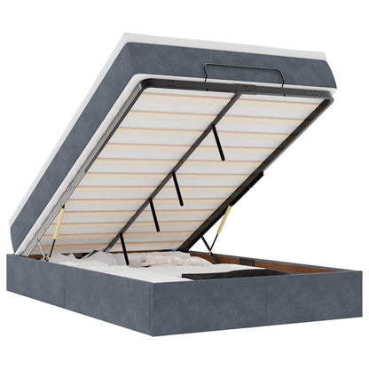 Ottoman-Bett mit Matratze Dunkelgrau 120x200 cm Samt