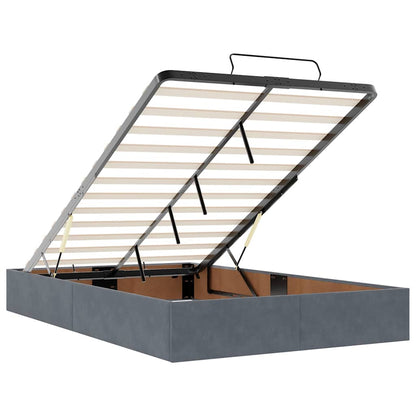 Ottoman-Bett mit Matratze Dunkelgrau 120x200 cm Samt