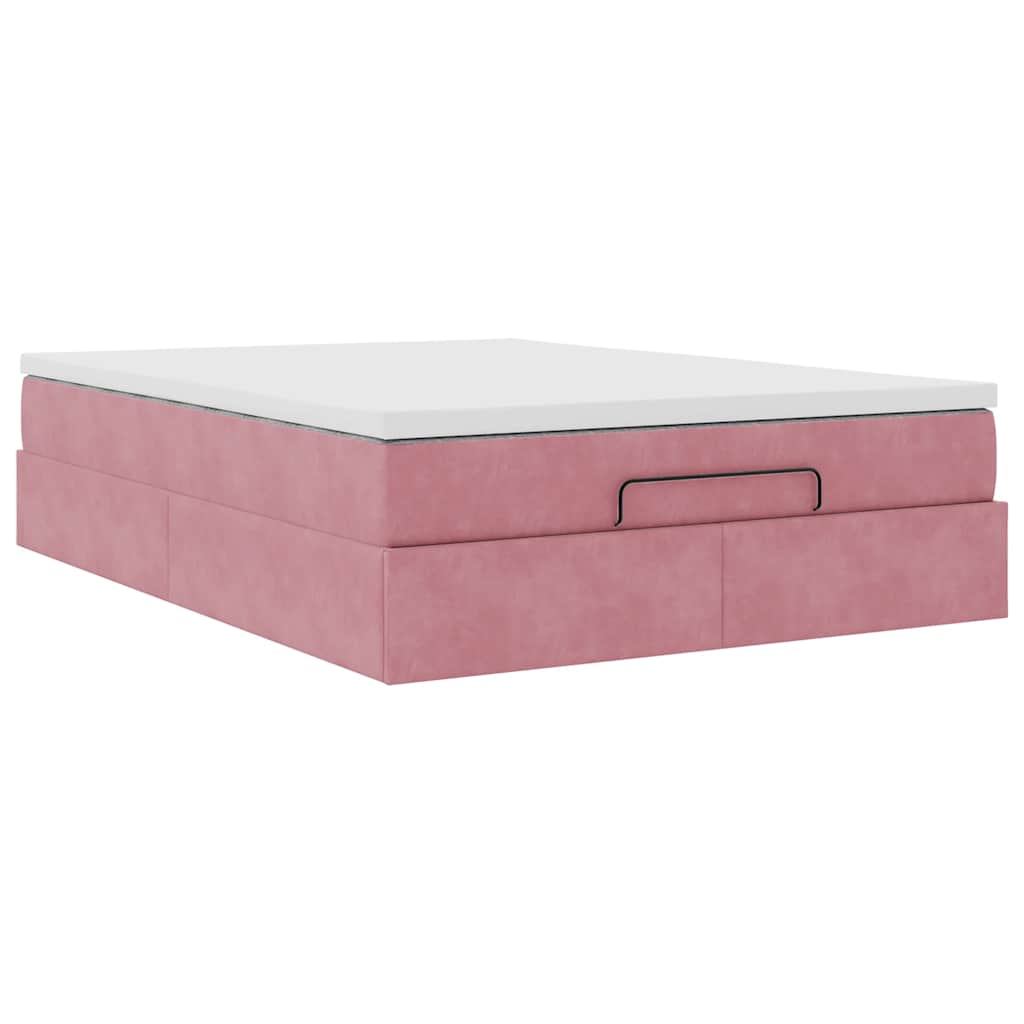 Ottoman-Bett mit Matratze Rosa 140x190 cm Samt