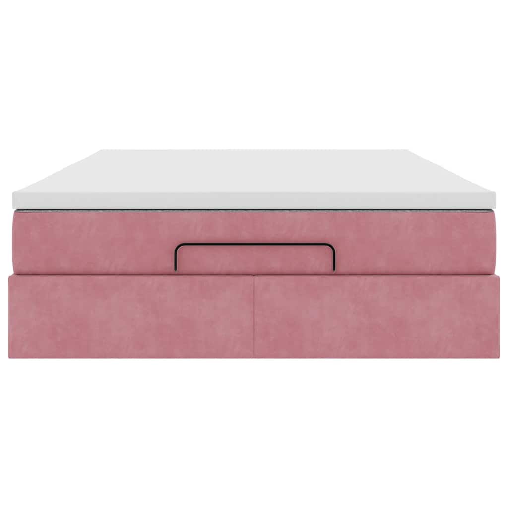 Ottoman-Bett mit Matratze Rosa 140x190 cm Samt