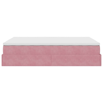 Ottoman-Bett mit Matratze Rosa 140x190 cm Samt