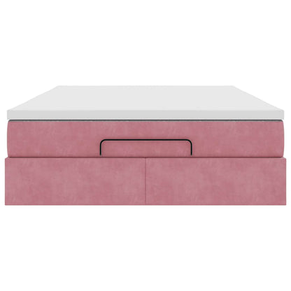 Ottoman-Bett mit Matratze Rosa 140x200 cm Samt