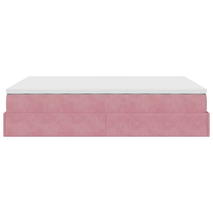 Ottoman-Bett mit Matratze Rosa 140x200 cm Samt