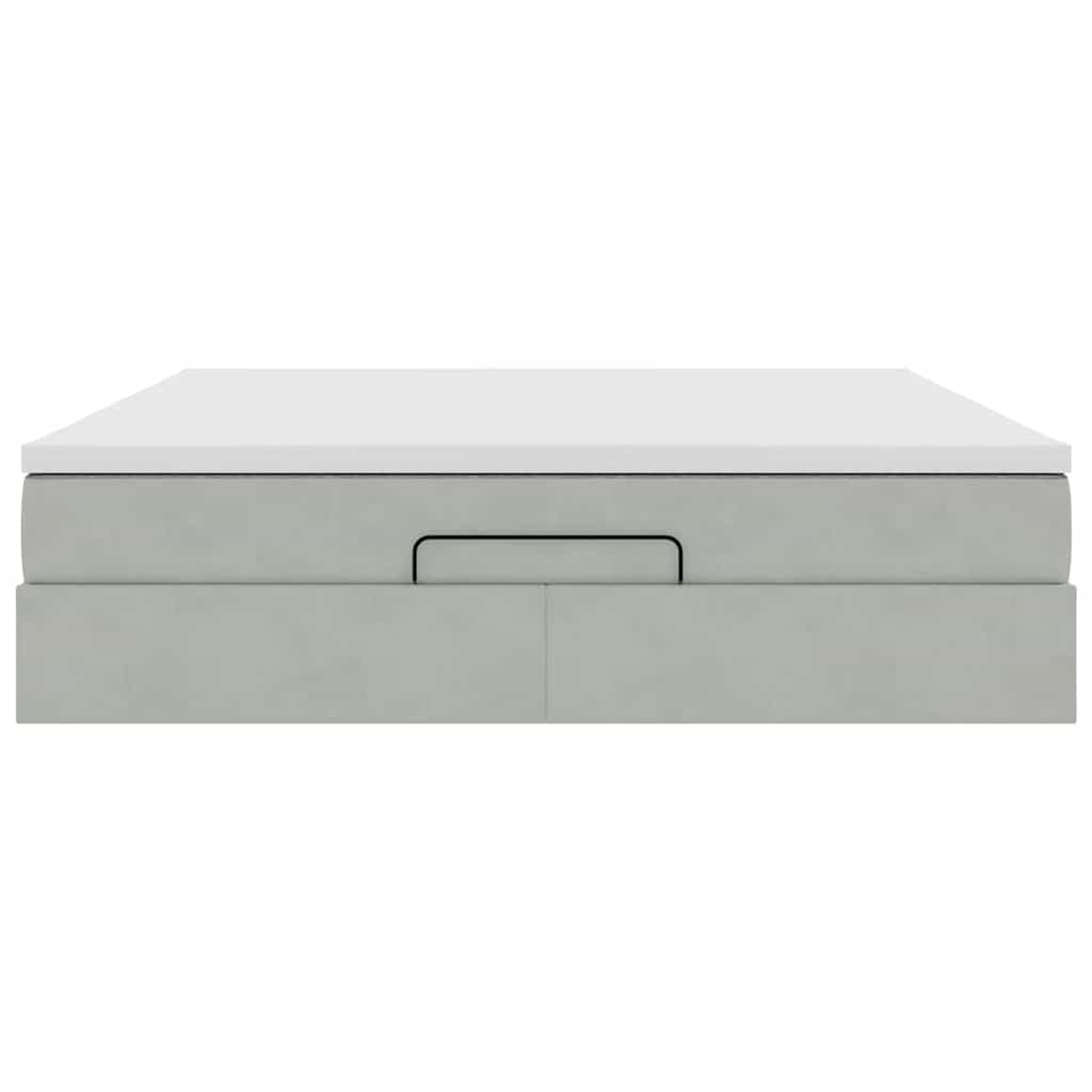 Ottoman-Bett mit Matratze Hellgrau 160x200 cm Samt