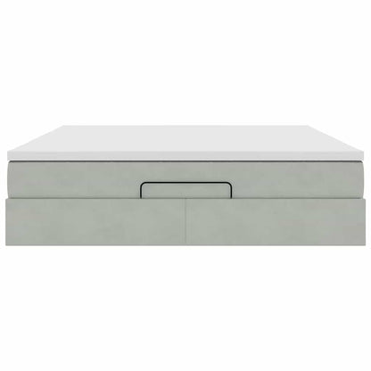 Ottoman-Bett mit Matratze Hellgrau 160x200 cm Samt