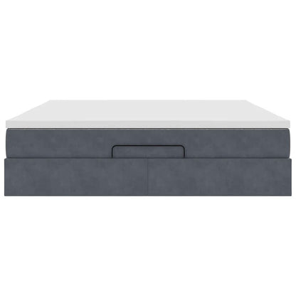 Ottoman-Bett mit Matratze Dunkelgrau 160x200 cm Samt