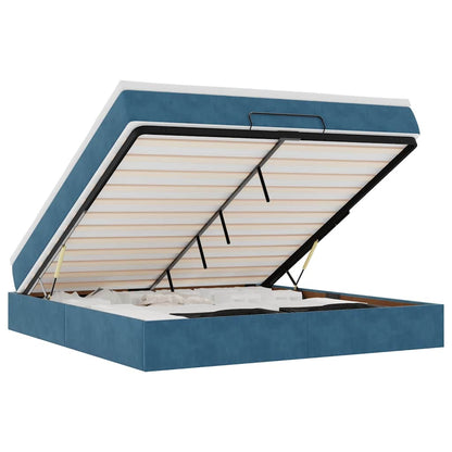 Ottoman-Bett mit Matratze Dunkelblau 160x200 cm Samt