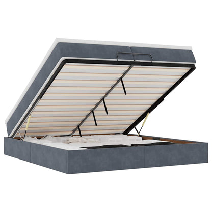 Ottoman-Bett mit Matratzen Dunkelgrau 200x200 cm Samt
