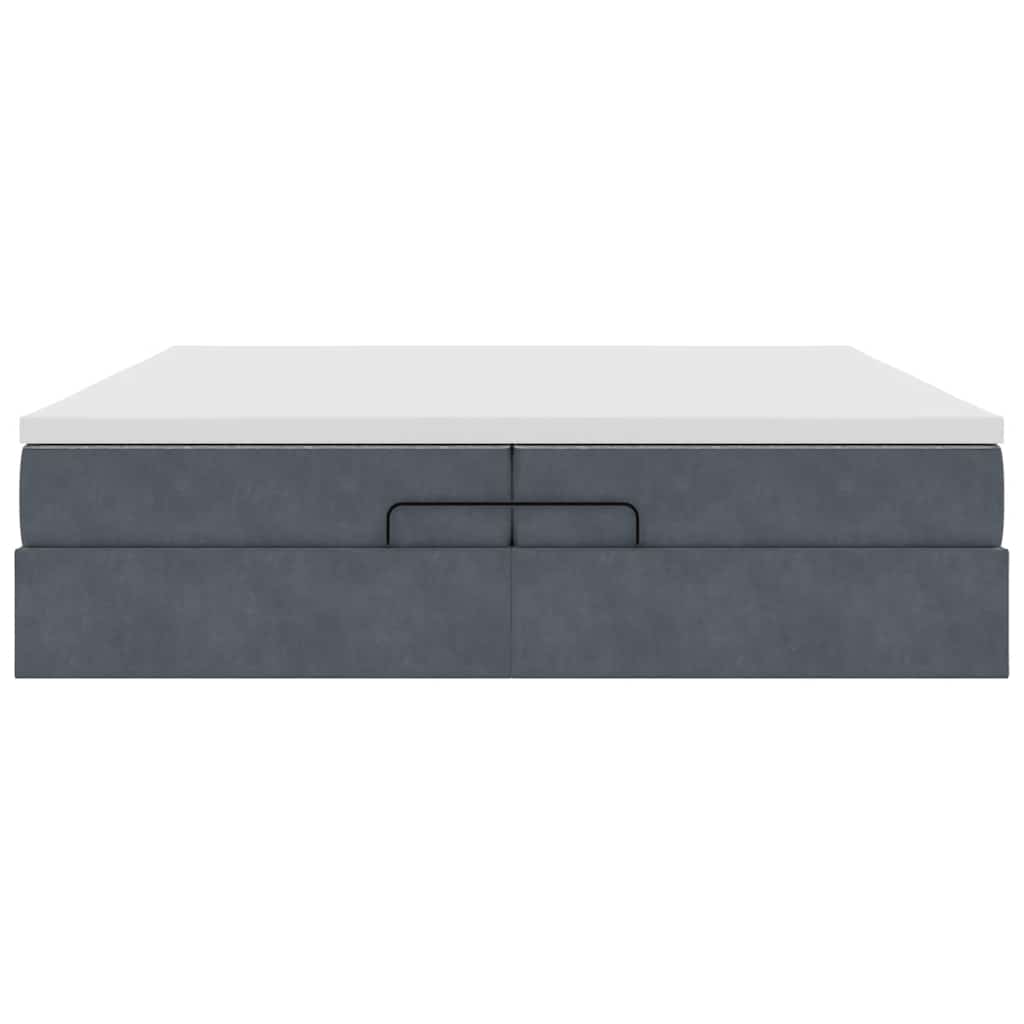 Ottoman-Bett mit Matratzen Dunkelgrau 200x200 cm Samt