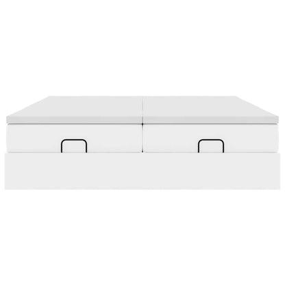 Ottoman-Bett mit Matratzen Weiß 180x200 cm Kunstleder