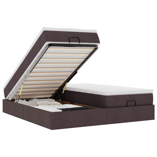 Ottoman-Bett mit Matratzen Dunkelbraun 180x200 cm Stoff