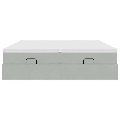 Ottoman-Bett mit Matratzen Hellgrau 200x200 cm Samt