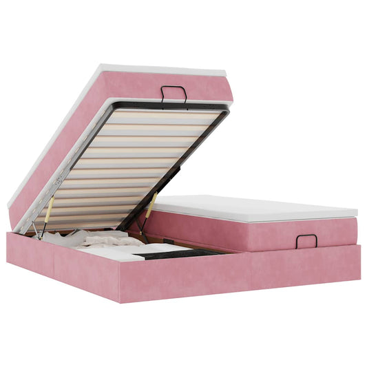 Ottoman-Bett mit Matratzen Rosa 200x200 cm Samt