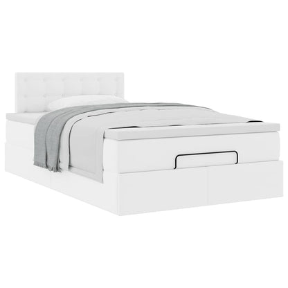 Ottoman-Bett mit Matratze Weiß 120x190 cm Kunstleder