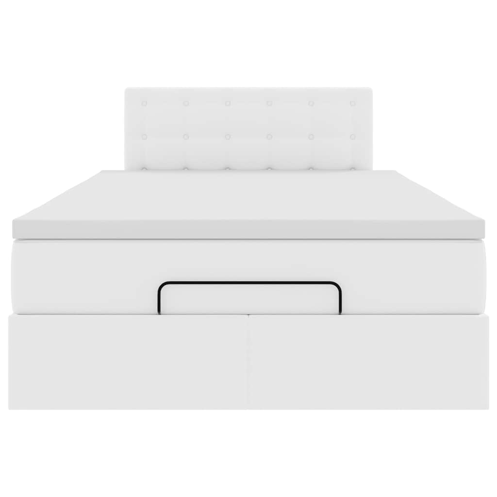 Ottoman-Bett mit Matratze Weiß 120x190 cm Kunstleder