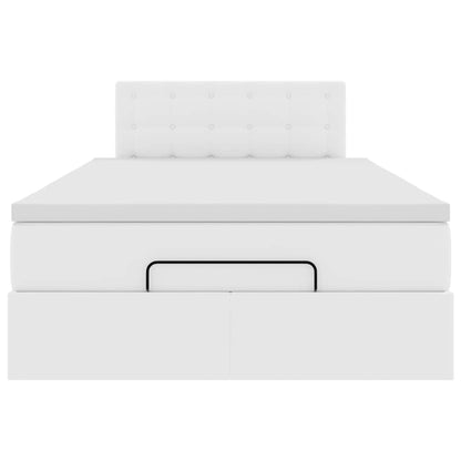 Ottoman-Bett mit Matratze Weiß 120x190 cm Kunstleder