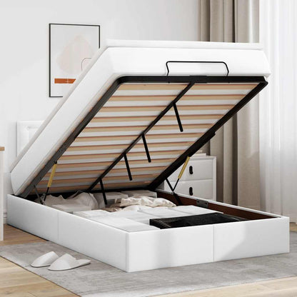 Ottoman-Bett mit Matratze Weiß 120x190 cm Kunstleder