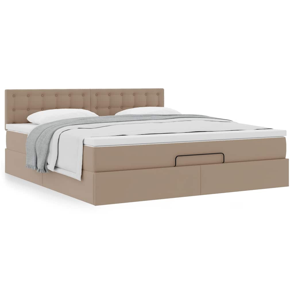 Ottoman-Bett mit Matratze Cappuccino-Braun 160x200cm Kunstleder