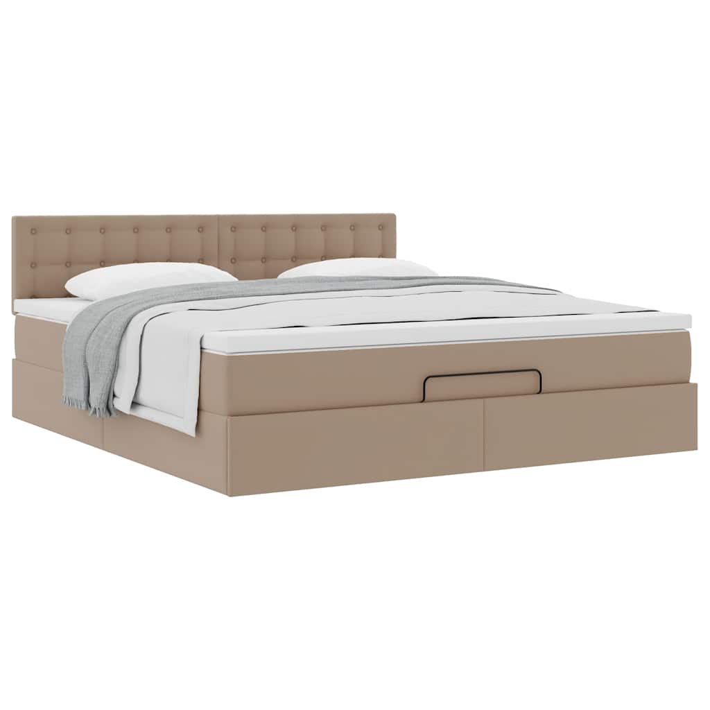 Ottoman-Bett mit Matratze Cappuccino-Braun 160x200cm Kunstleder
