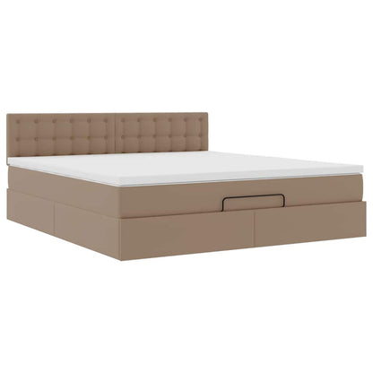 Ottoman-Bett mit Matratze Cappuccino-Braun 160x200cm Kunstleder
