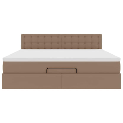 Ottoman-Bett mit Matratze Cappuccino-Braun 160x200cm Kunstleder
