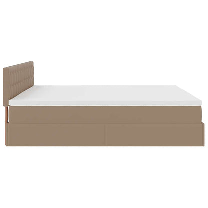 Ottoman-Bett mit Matratze Cappuccino-Braun 160x200cm Kunstleder