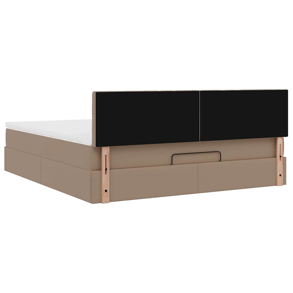 Ottoman-Bett mit Matratze Cappuccino-Braun 160x200cm Kunstleder