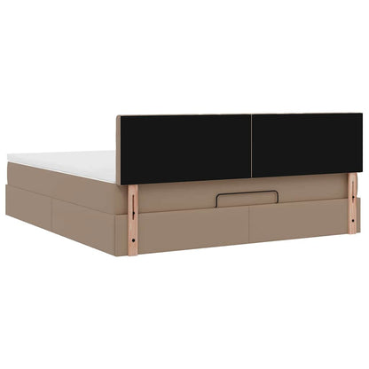 Ottoman-Bett mit Matratze Cappuccino-Braun 160x200cm Kunstleder