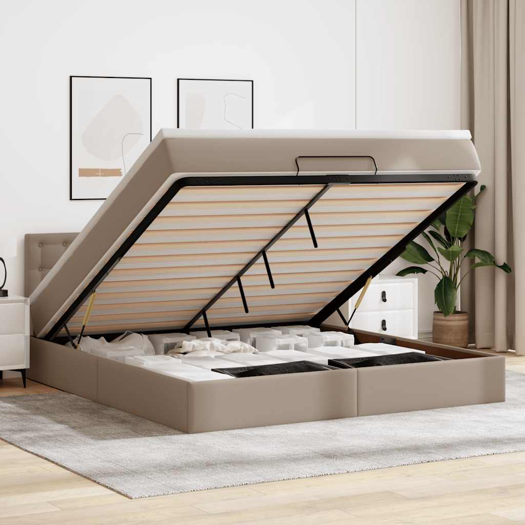 Ottoman-Bett mit Matratze Cappuccino-Braun 160x200cm Kunstleder
