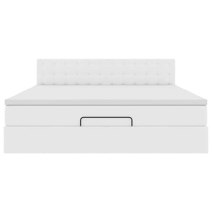 Ottoman-Bett mit Matratze Weiß 180x200 cm Kunstleder