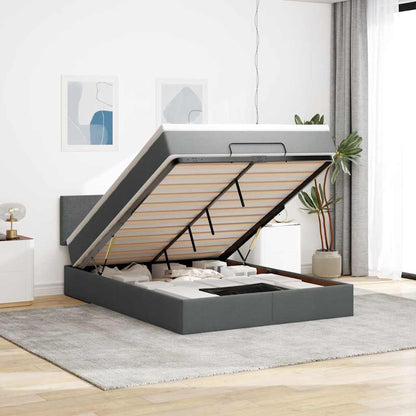 Ottoman-Bett mit Matratze Dunkelgrau 140x190 cm Stoff