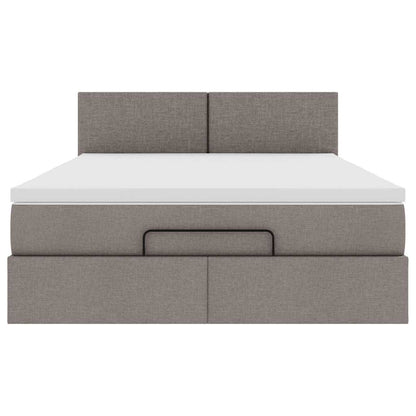 Ottoman-Bett mit Matratze Taupe 140x200 cm Stoff