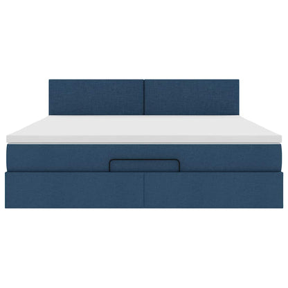 Ottoman-Bett mit Matratze Blau 160x200 cm Stoff