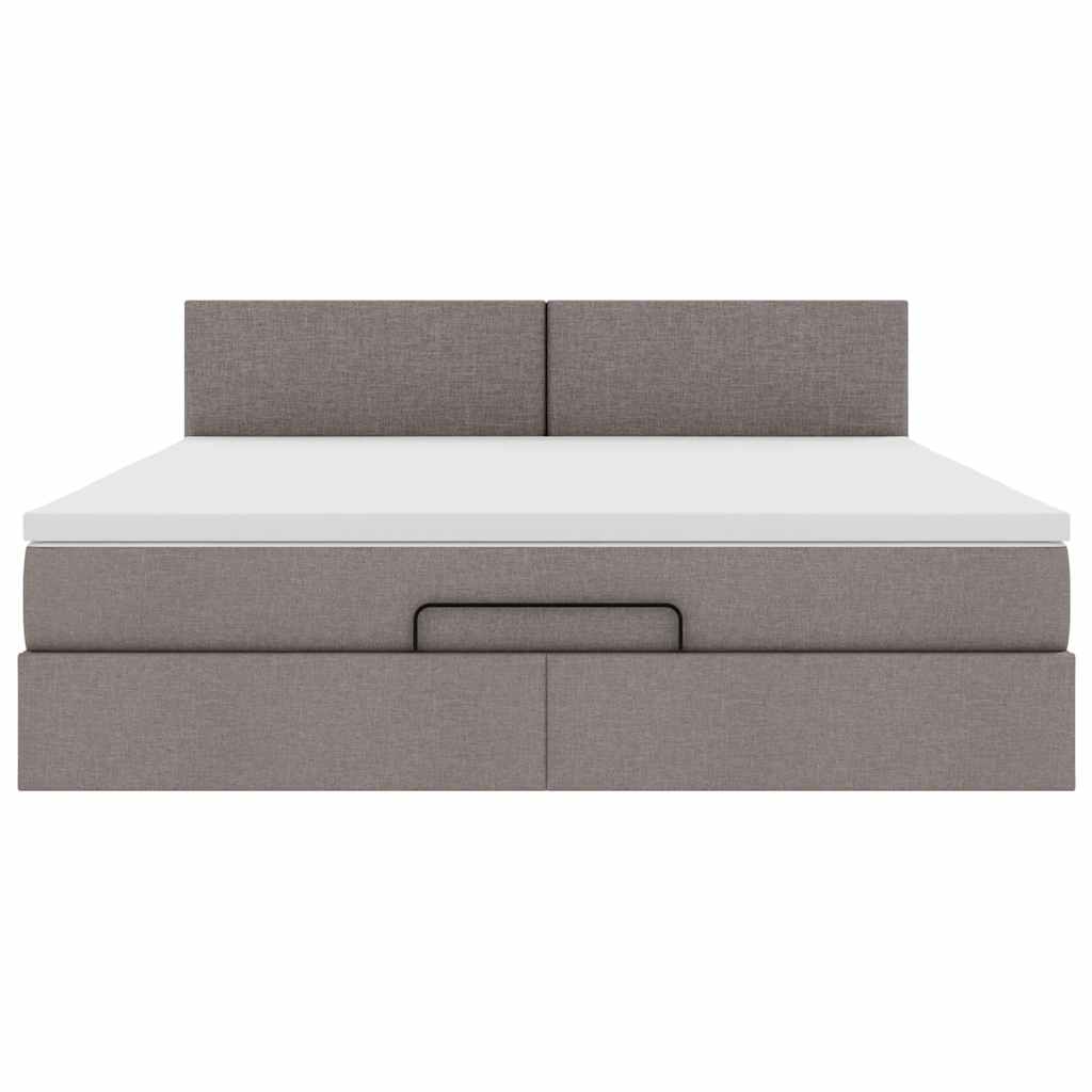 Ottoman-Bett mit Matratze Taupe 180x200 cm Stoff