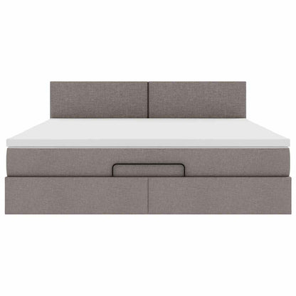 Ottoman-Bett mit Matratze Taupe 180x200 cm Stoff